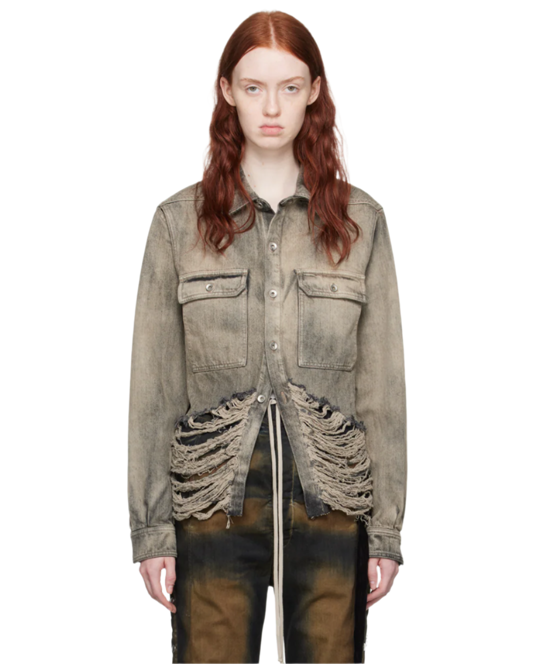 Taupe Cape Sleeve Denim Jacket by Rick Owens DRKSHDW