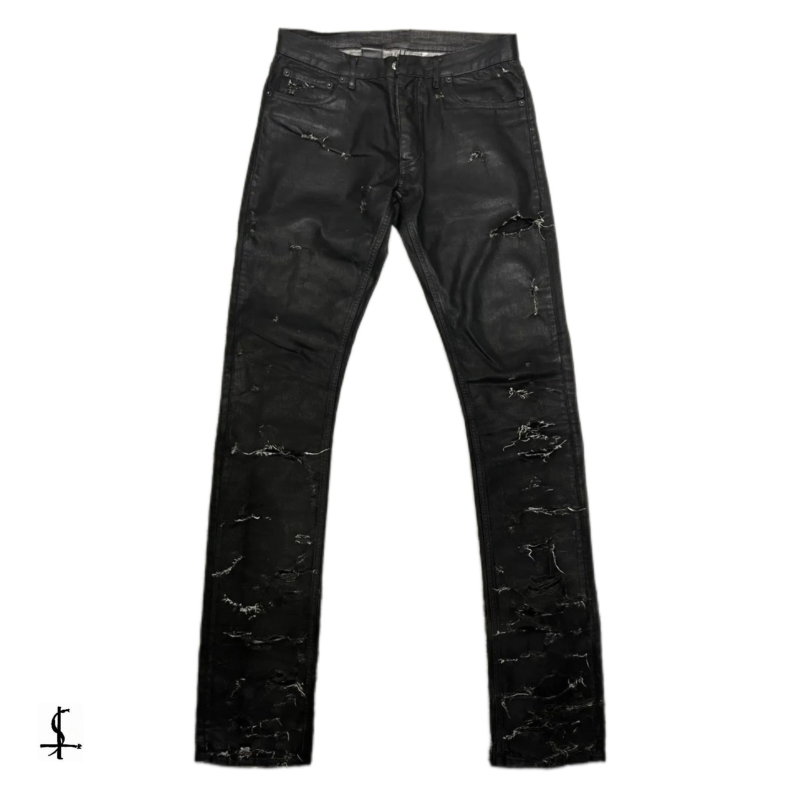 Dior homme 04 Hedi Slimane waxed destroyed denim jeans