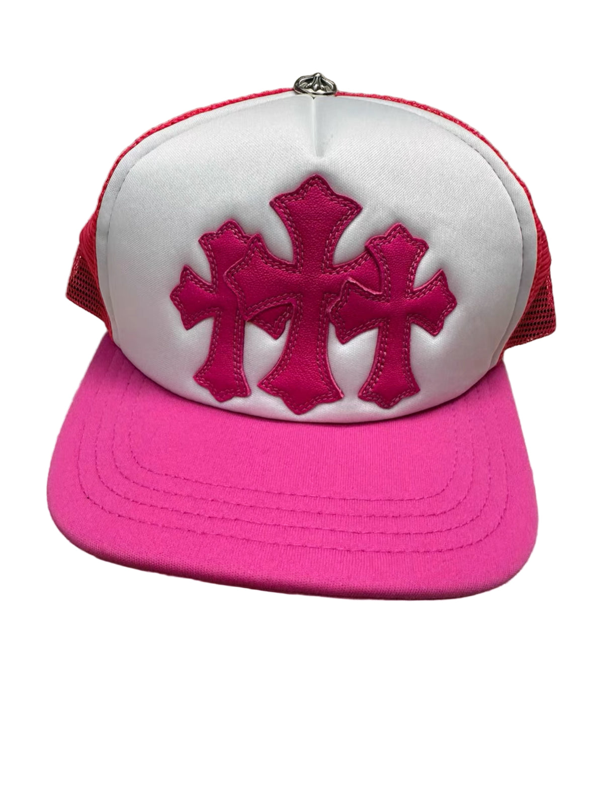 Chrome hearts leather patch cap pink
