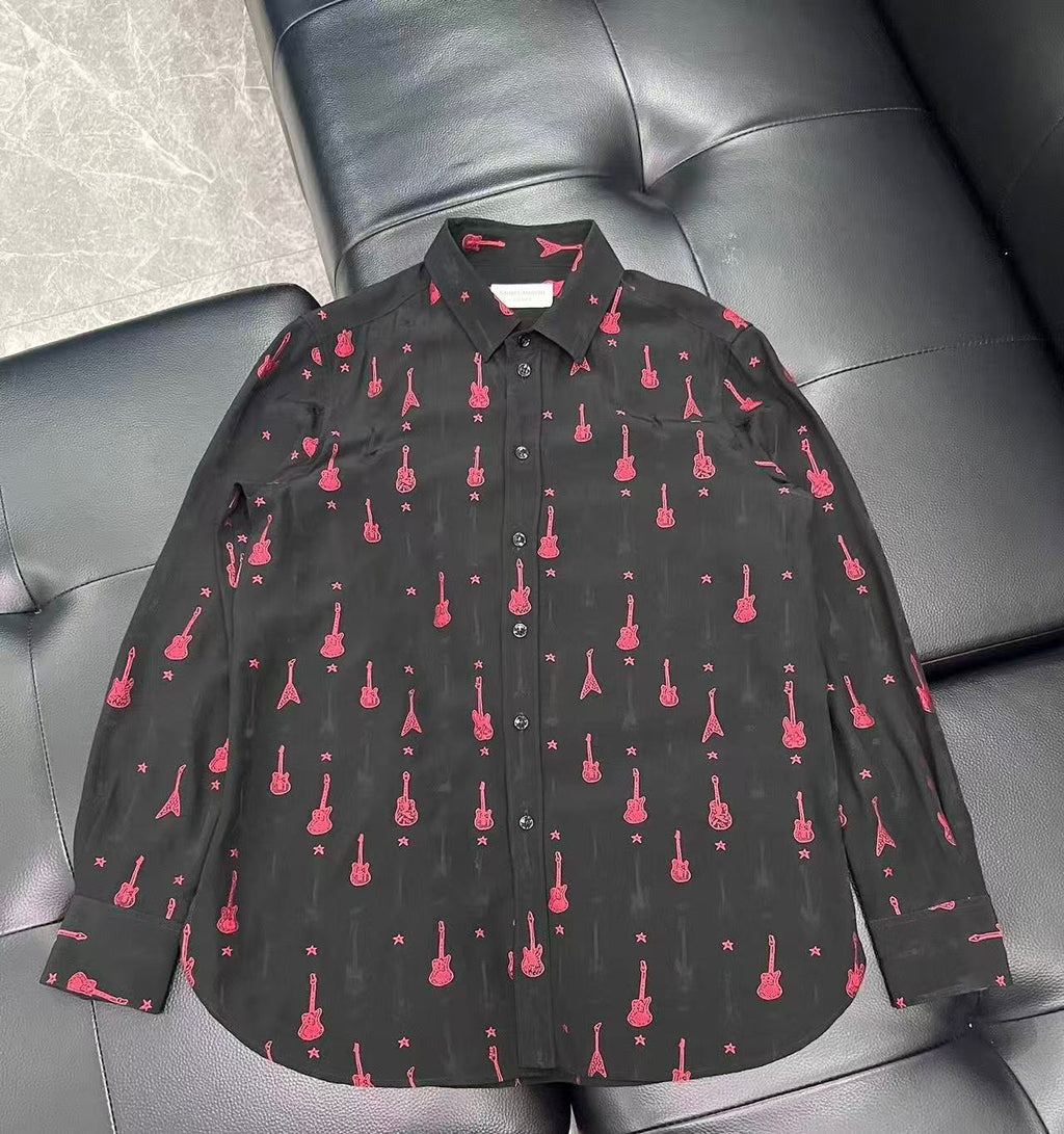 Saint Laurent 15FW Red Guitar Shirt