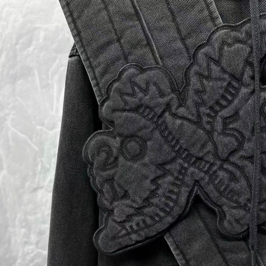Louis Vuitton By Virgil Abloh 19FW Zip Throw Denim Hoodie With Sash And Patch