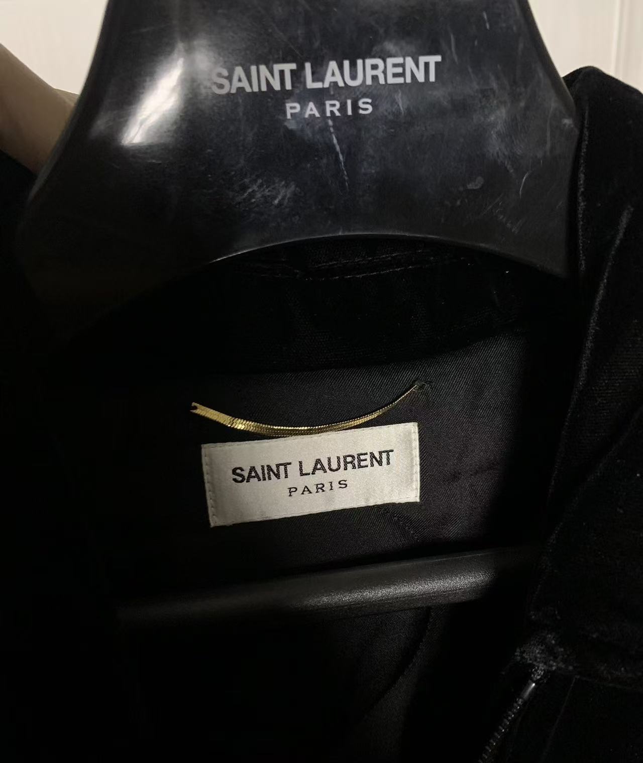 Saint Laurent 17FW Crystal Palm Tree Velvet Bomber Jacket