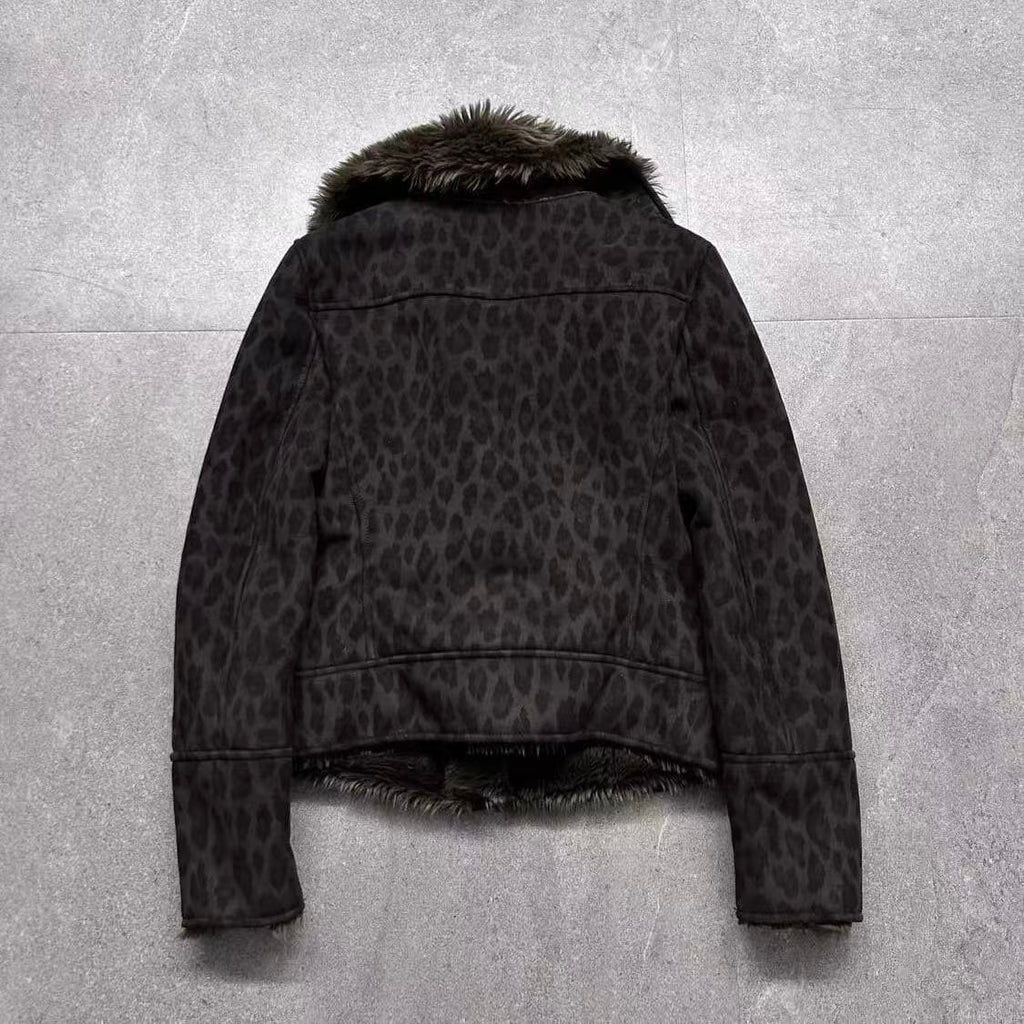 Armani Exchange Vintage Leopard Shearling Jacket