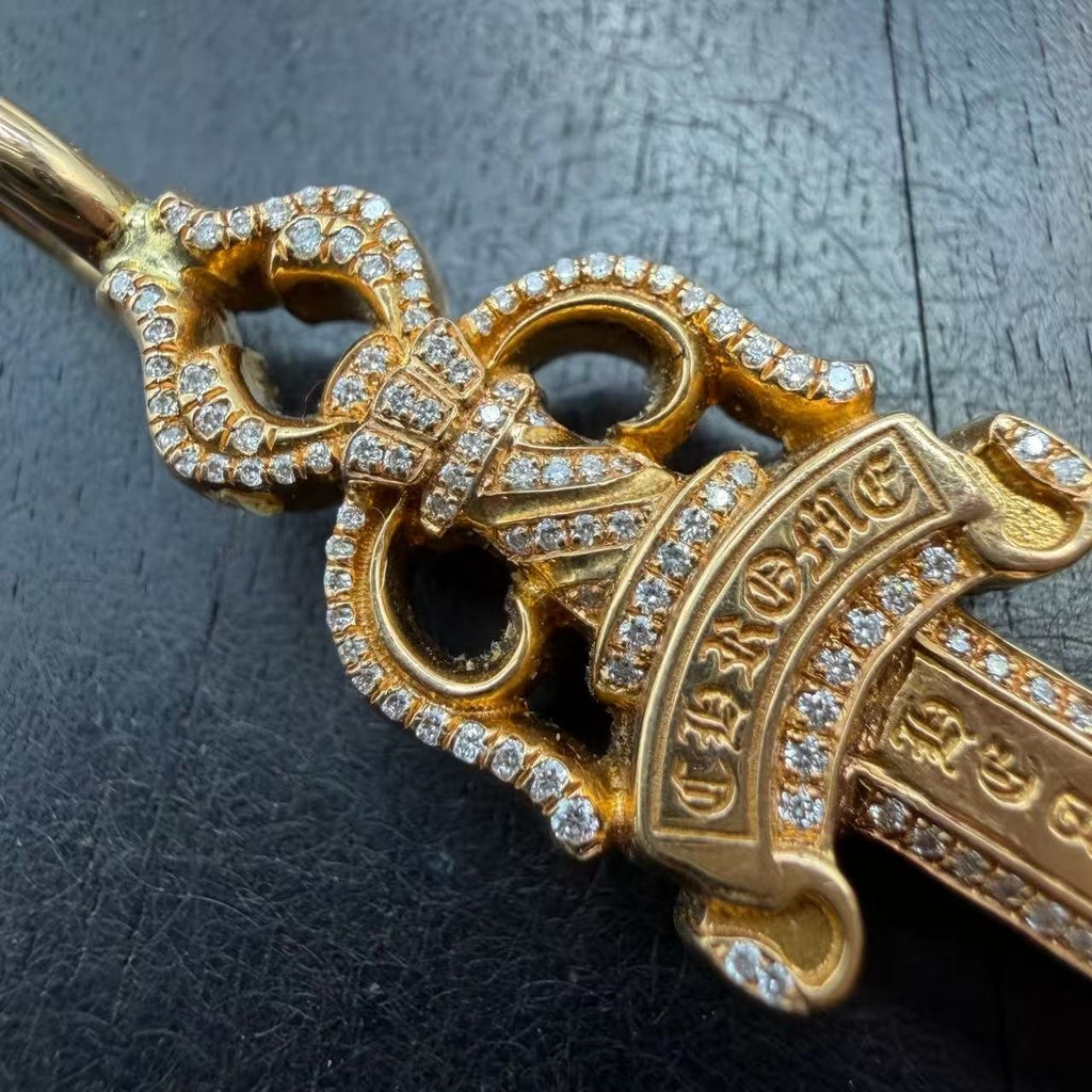 Chrome Hearts 22k Gold&Diamond Dagger Pendant