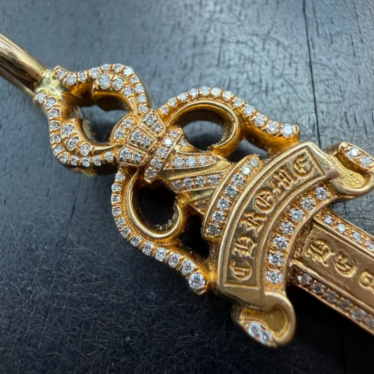 Chrome Hearts 22k Gold&Diamond Dagger Pendant