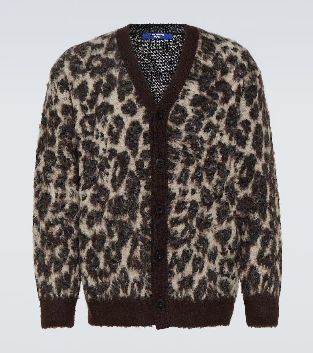 Junya Watanabe Leopard Printed Jacquard Cardigan