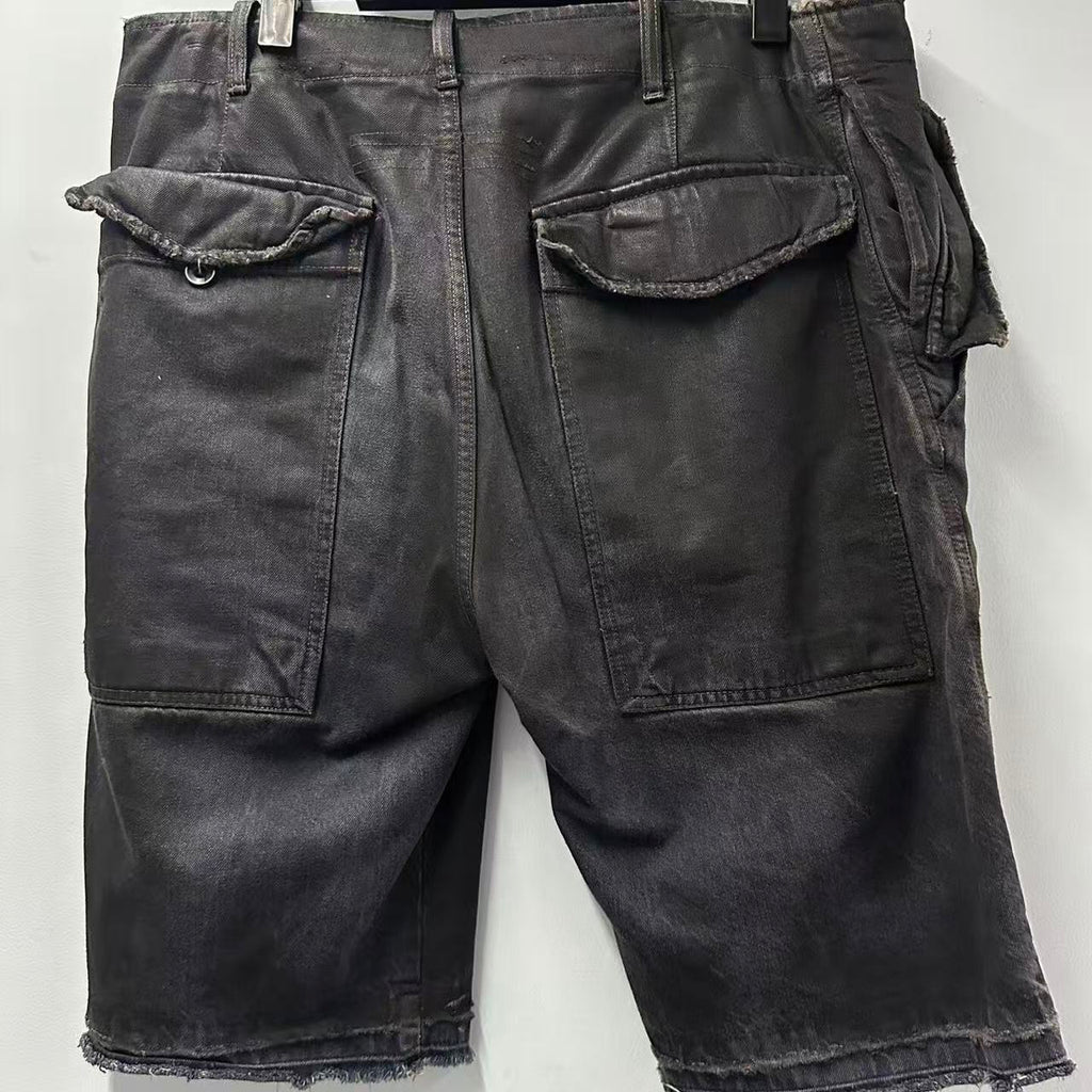 Rick Owens 04SS Mud Waxed Denim Fatigue Shorts