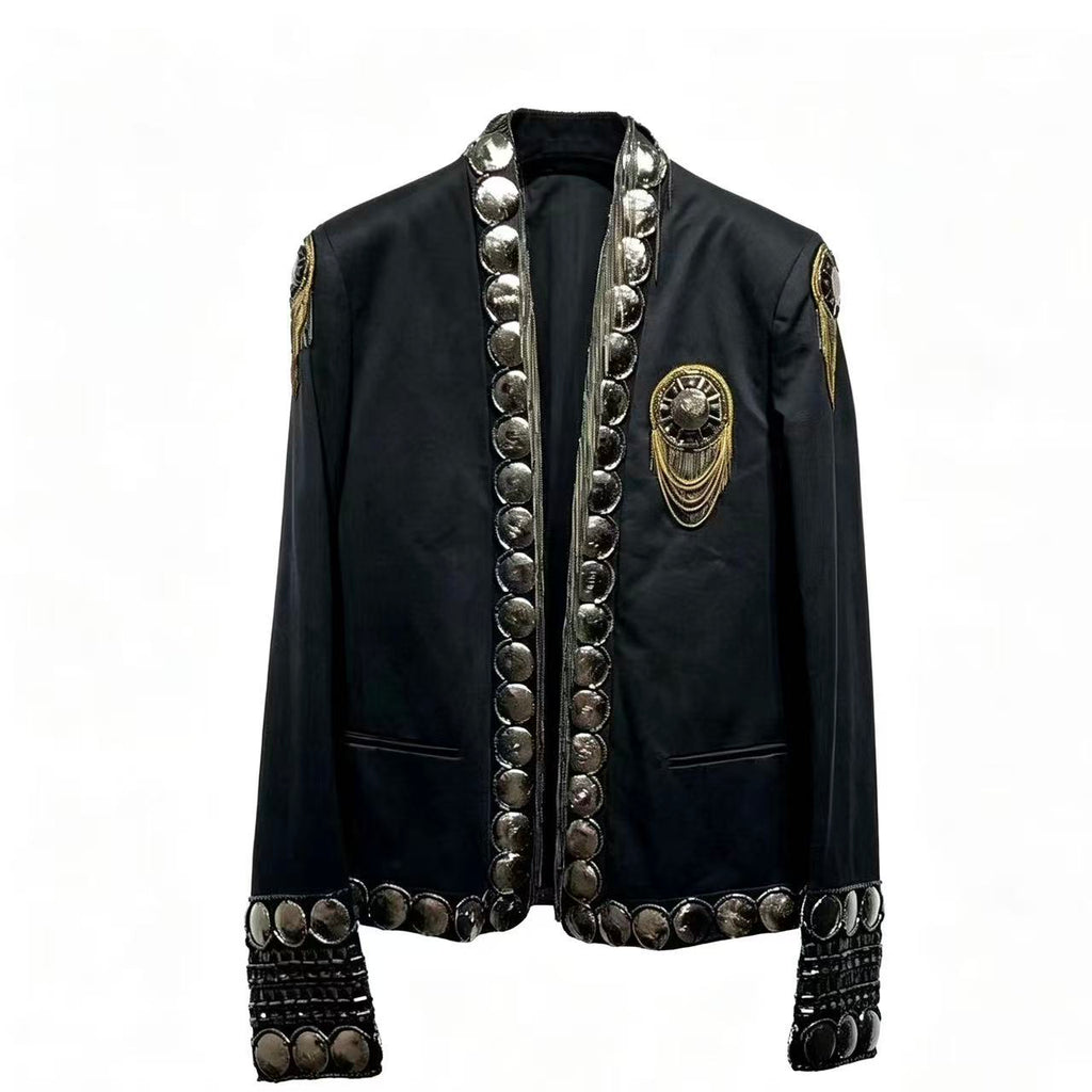 Balmain FW2016 Metal Coin Embellished Open Blazer Jacket