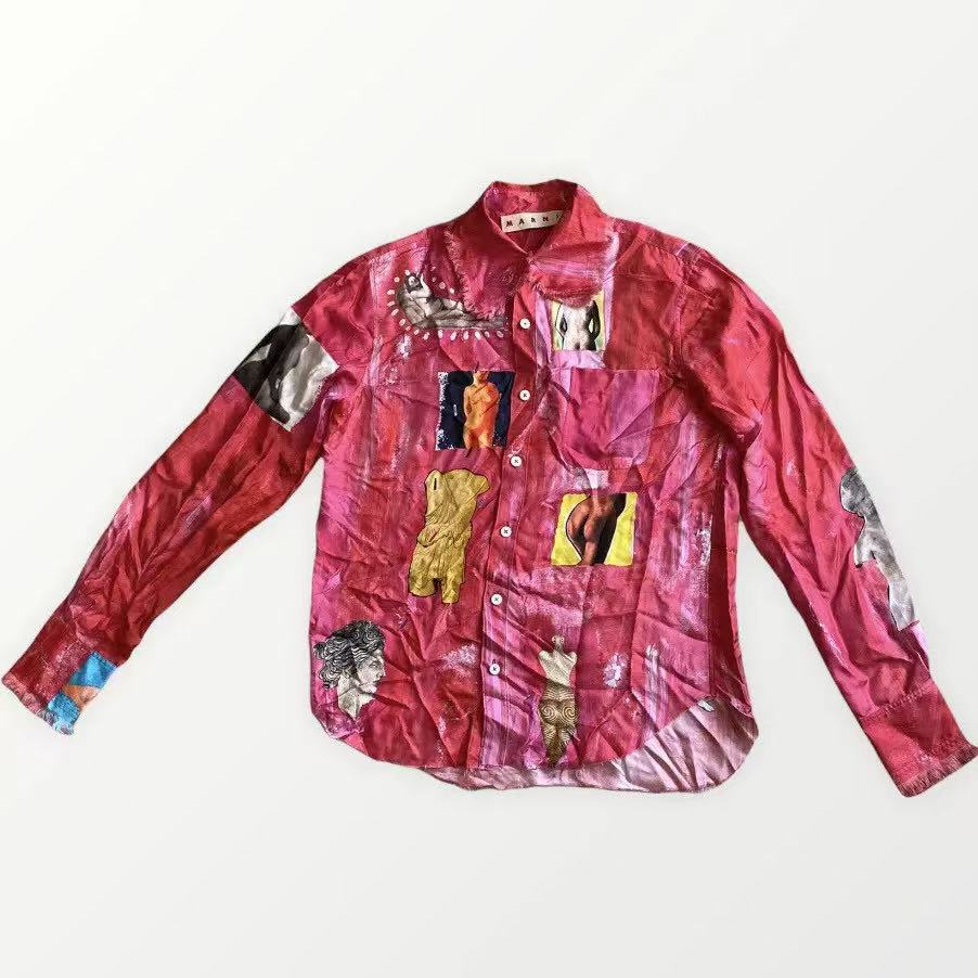 Marni 19ss Roman Sculpture Collage Silk Shirt