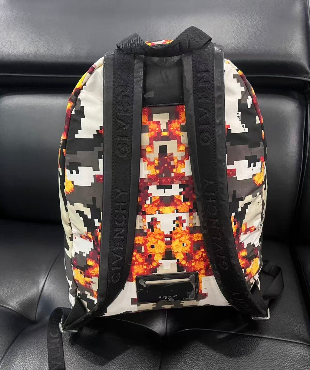 Givenchy 16FW Flame Pixel Camouflage Print Nylon Backpack