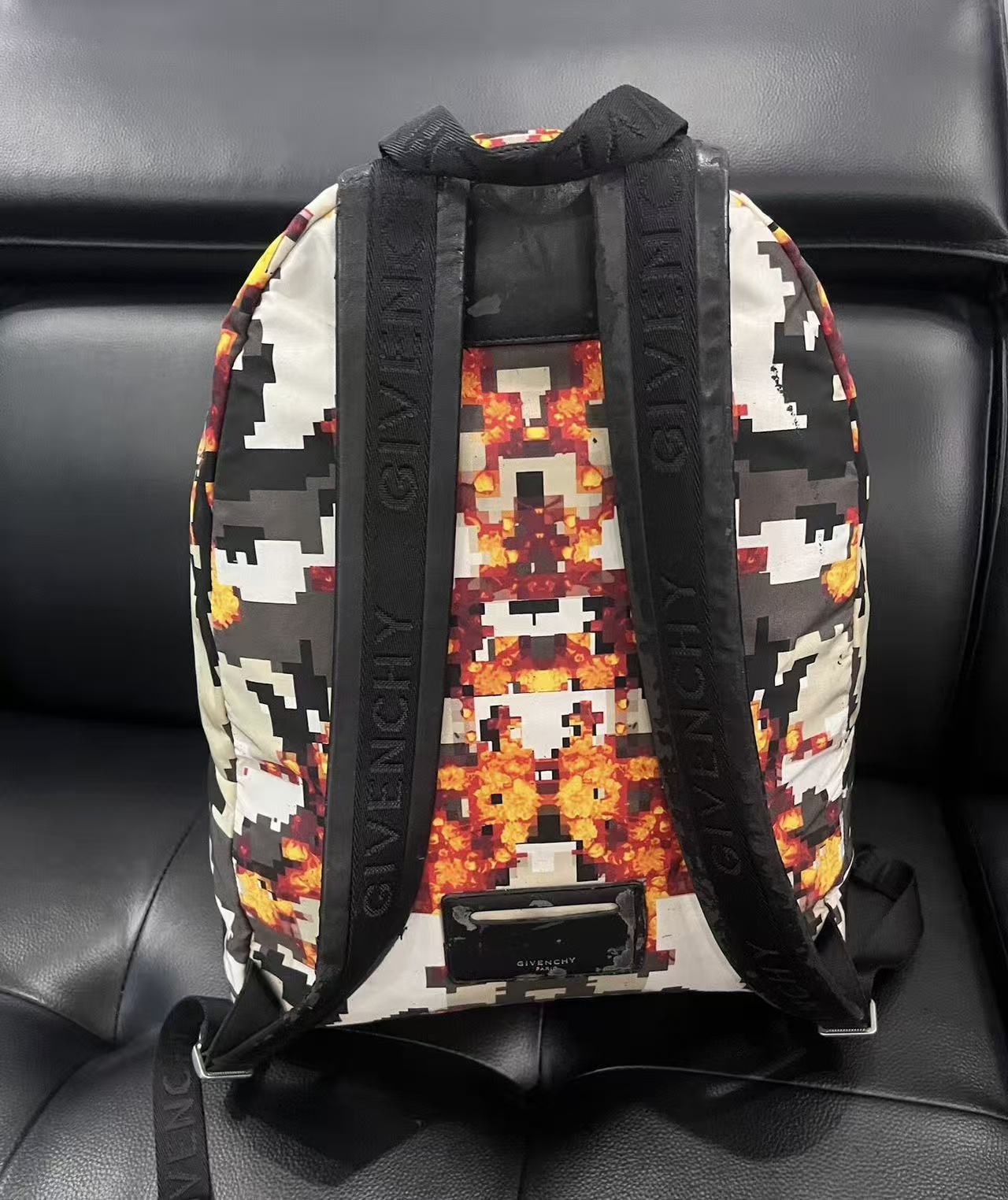 Givenchy 16FW Flame Pixel Camouflage Print Nylon Backpack