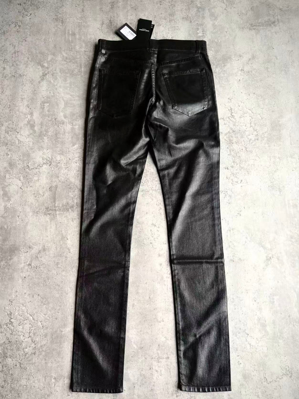 Saint Laurent Paris 20AW D24 Black Coated Waxed Denim Jeans