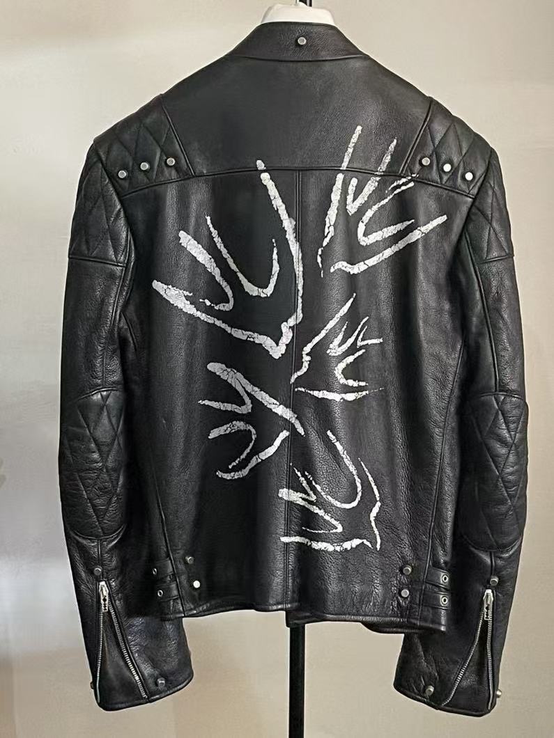 Alexander Mcqueen Swallow Leather Biker Jacket