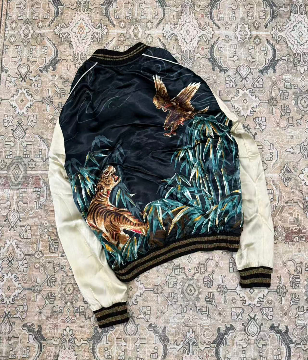 Saint Laurent 16SS Tiger and Eagle Satin Jacket