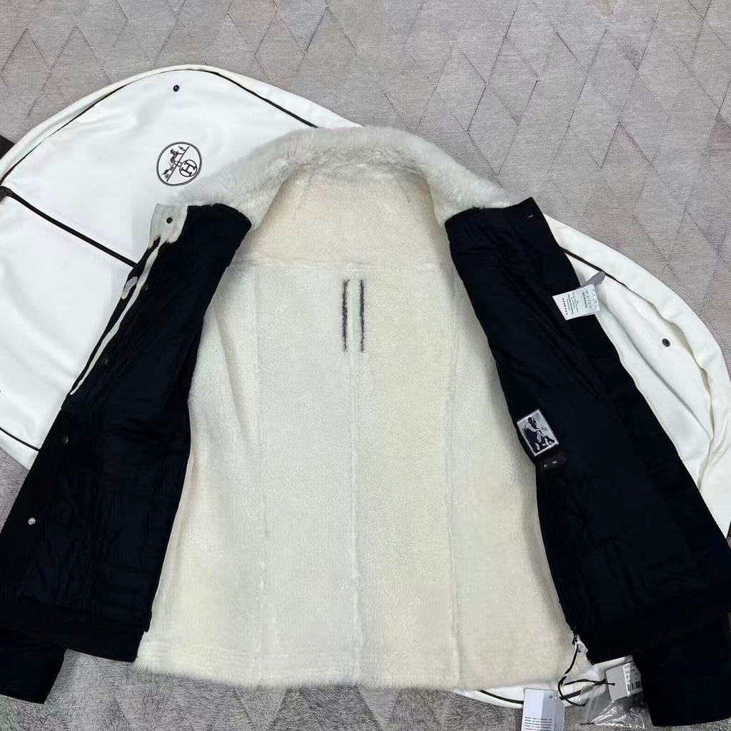 Rick Owens DRKSHDW SS14 Shearling‑Collar Trucker Jacket