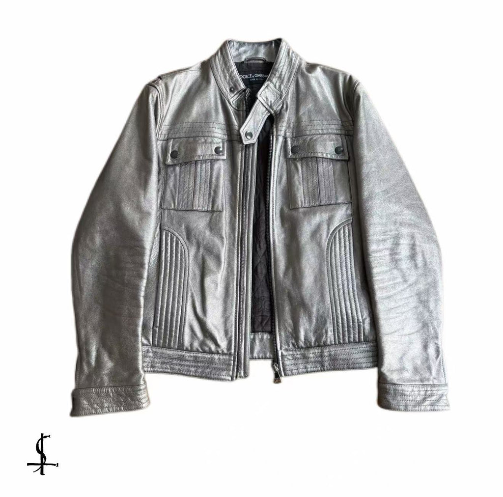 Dolce&Gabbana Runway Silver Leather Jacket