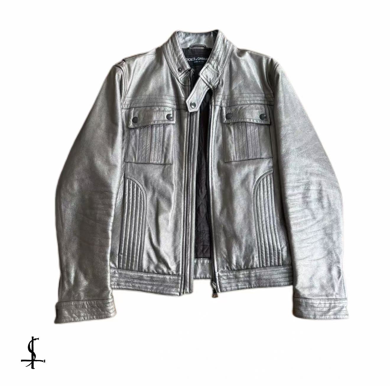 Dolce&Gabbana Runway Silver Leather Jacket
