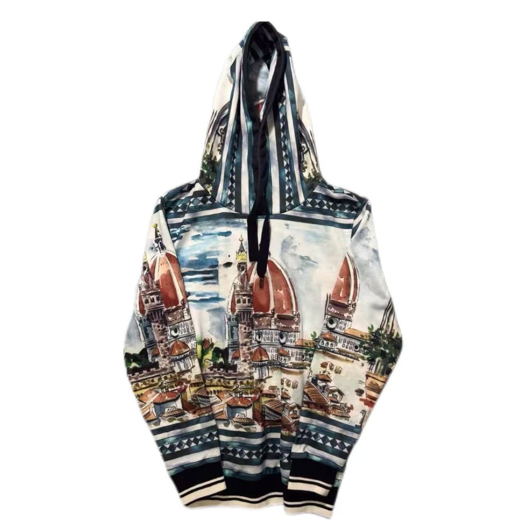 Dolce&Gabbana Watercolor Cityscape Print Hoodie