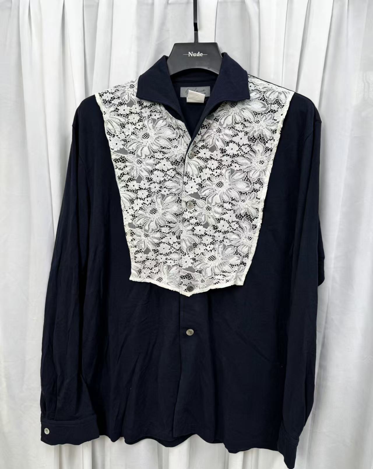 Yohji Yamamoto Homme  Crochet Lace Switching Shirt sample