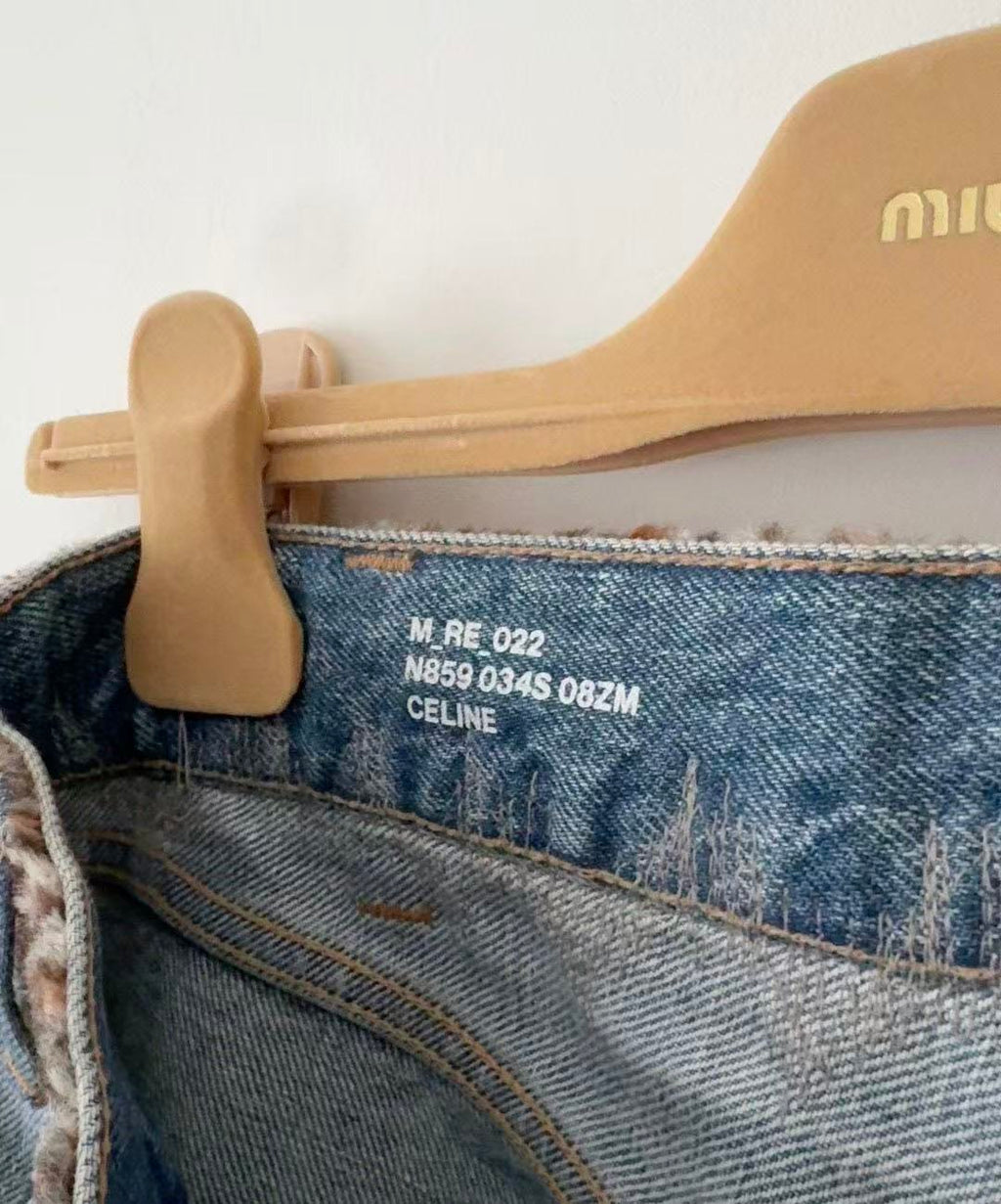 Celine 23SS Wesley Leopard Jeans in Zuma Wash Denim