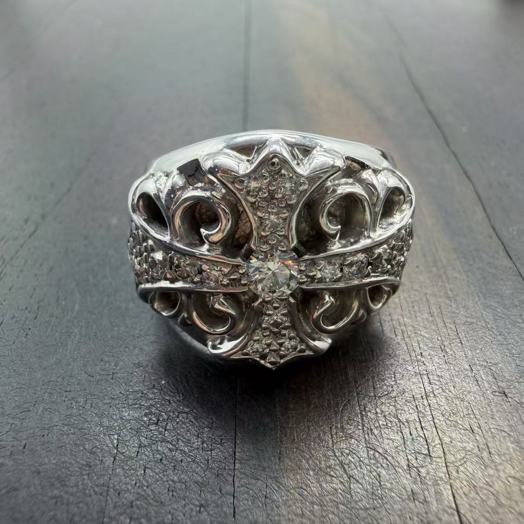 Chrome Hearts 18k Diamond Pave Kepper Ring