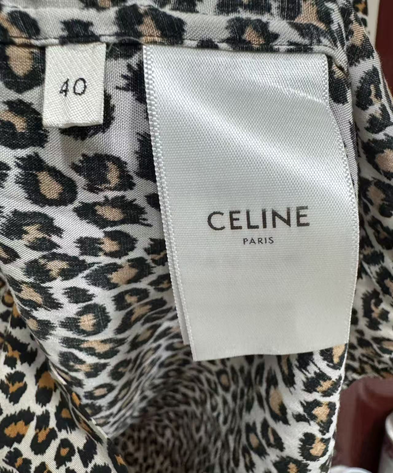 Celine Leopard Print Short Sleeve Shirt