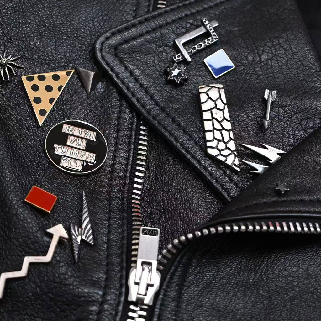 Saint Laurent 15FW Pin Badge Leather Biker Jacket