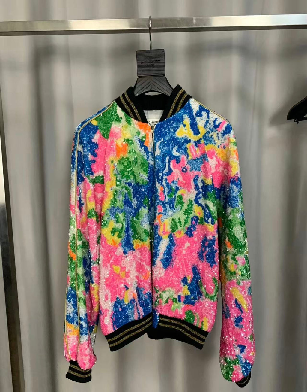 Saint Laurent 16SS Sequin Embroidery Bomber Jacket Sample
