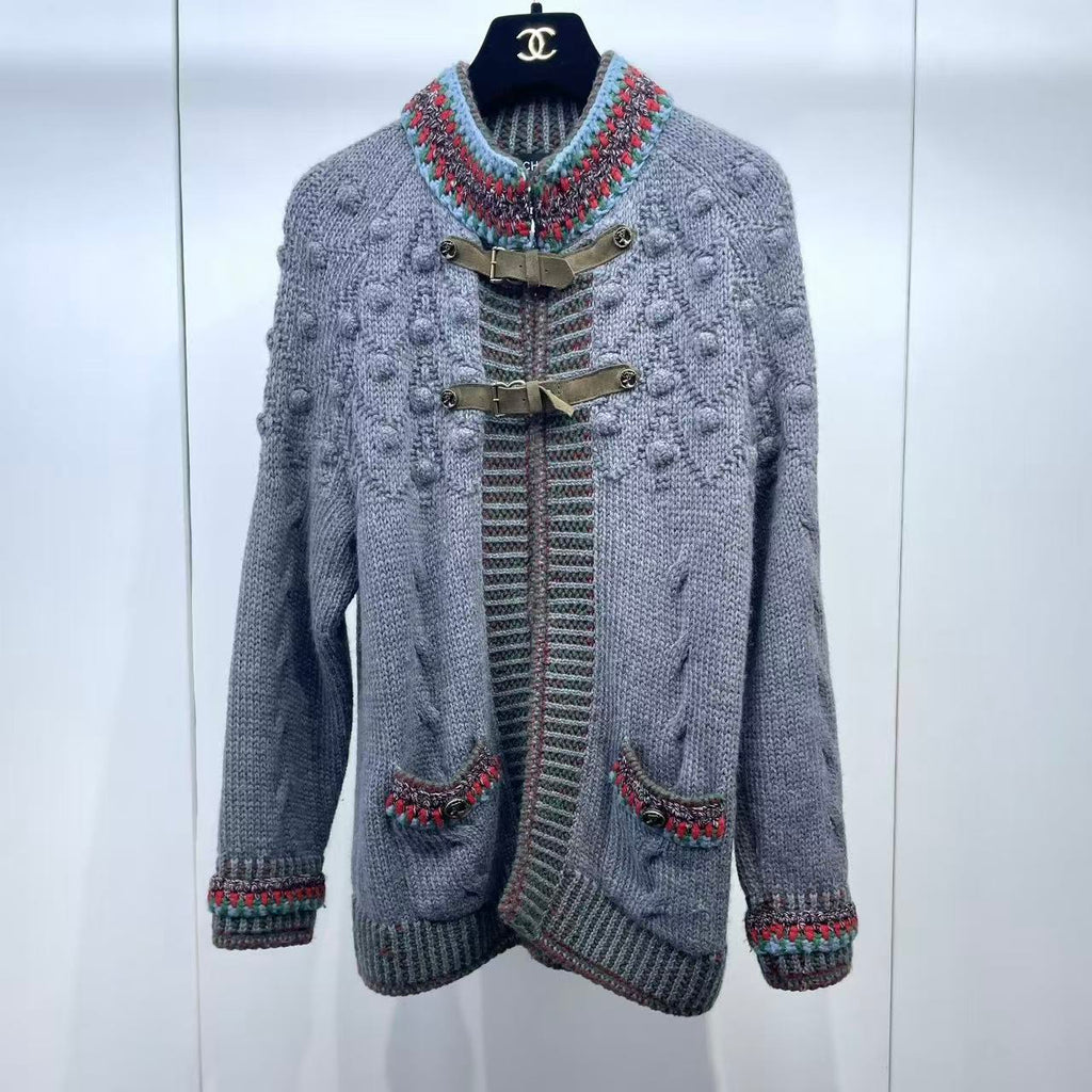 Chanel 15AW Leather Buckle Straps Cardigan