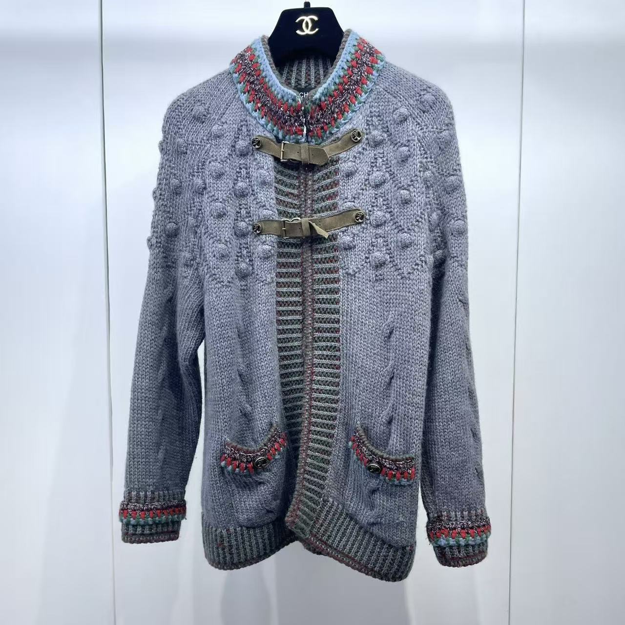 Chanel 15AW Leather Buckle Straps Cardigan