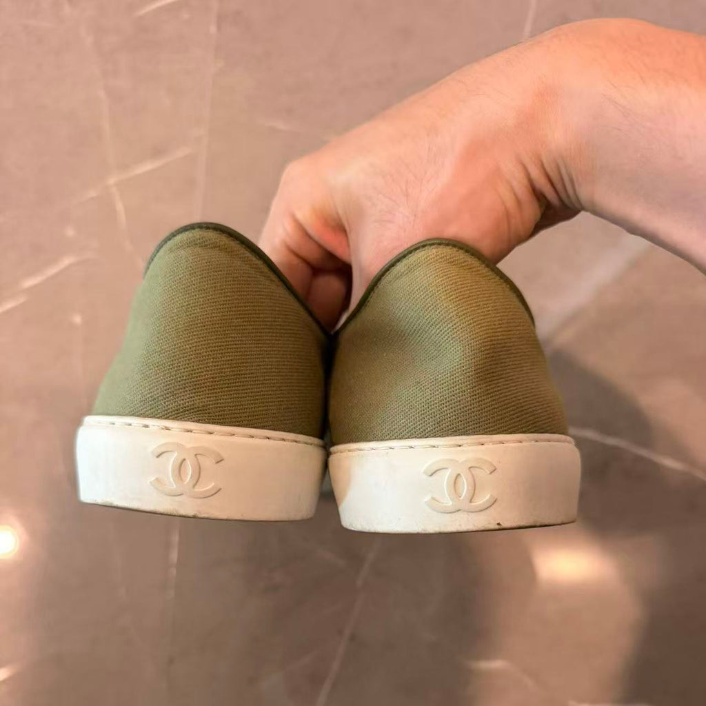 Chanel Fabric Canvas Mesh Slip-On Sneakers