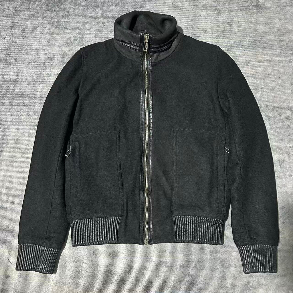 Dior Homme Dark Wool Leather Bomber Jacket