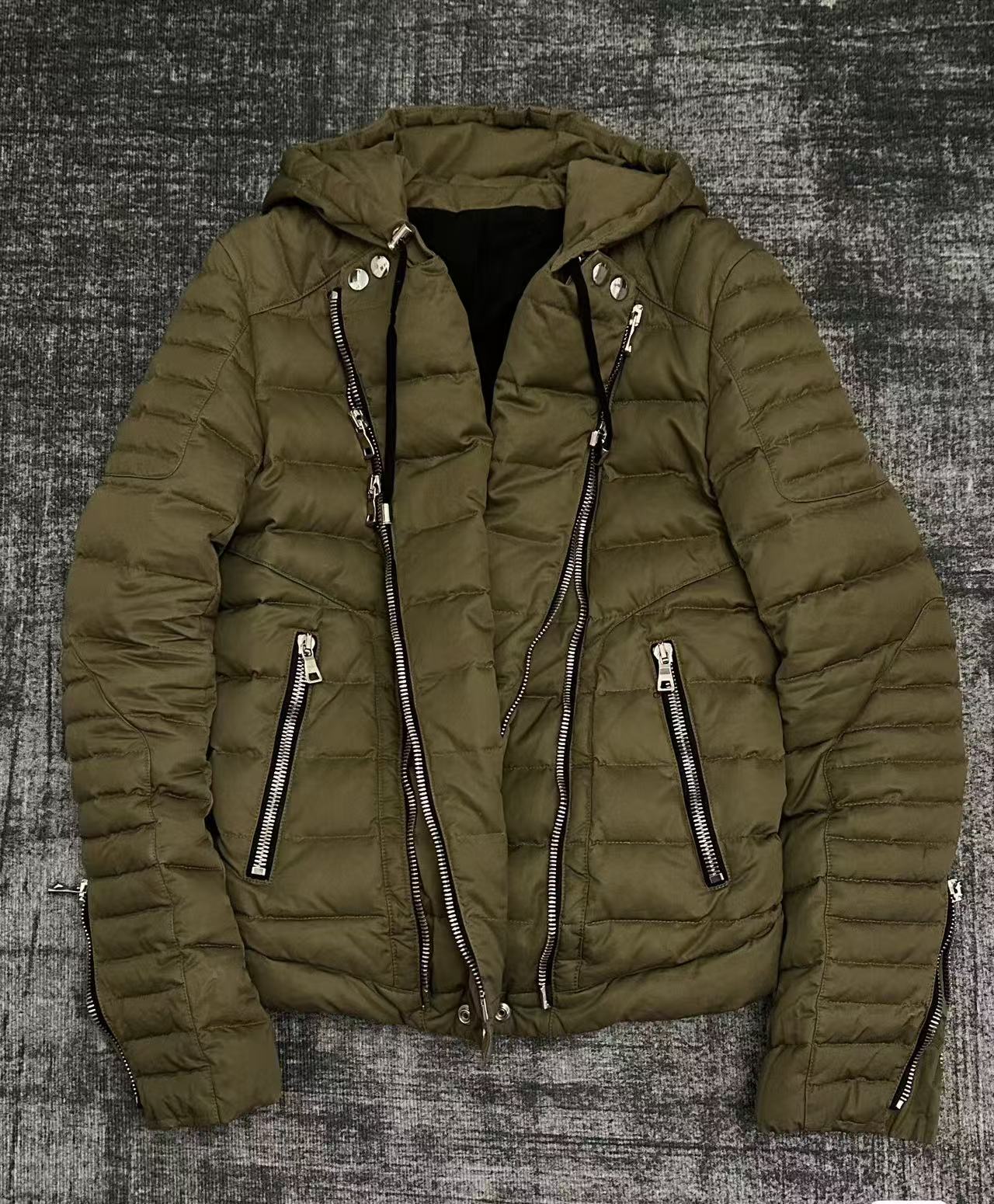 Balmain 14fw Quilted Biker Hooded Down Jacket