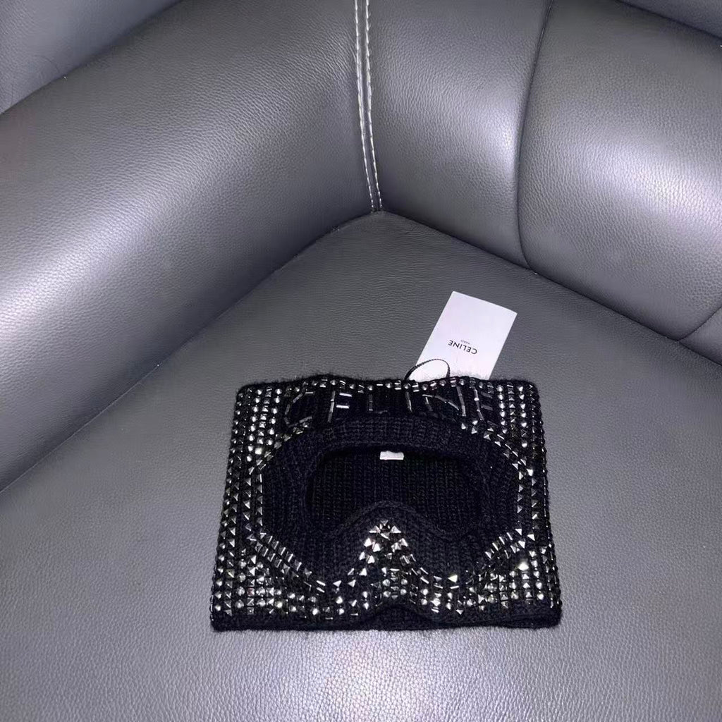 Celine 21FW Teen Knight Poem Studded Knit Ski Mask