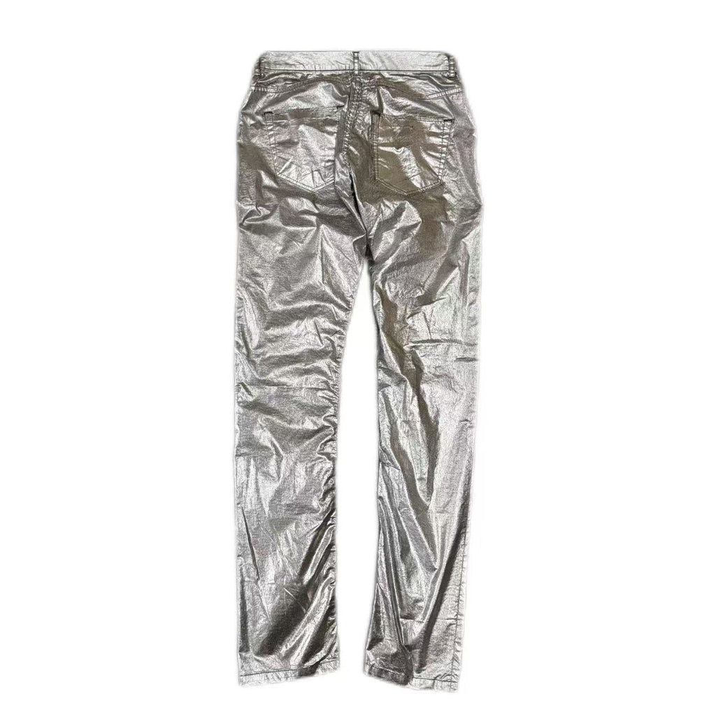 Rick Owens Detroit Cut Silver Wax-Coated Jeans