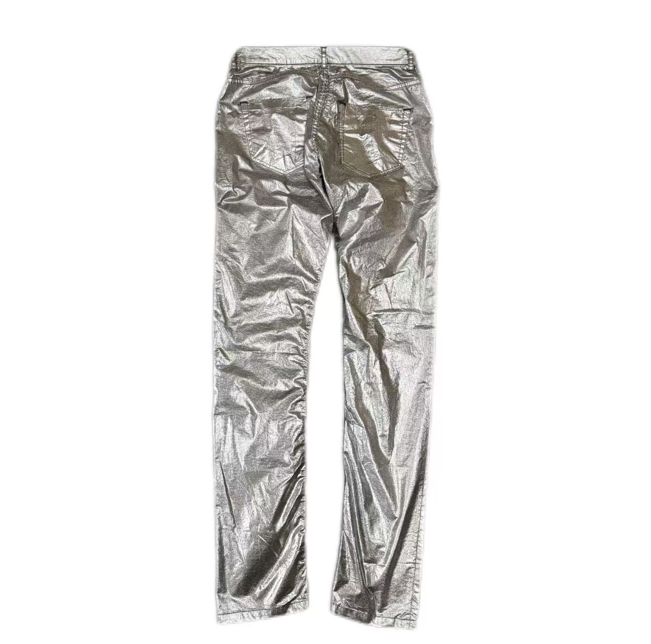 Rick Owens Detroit Cut Silver Wax-Coated Jeans