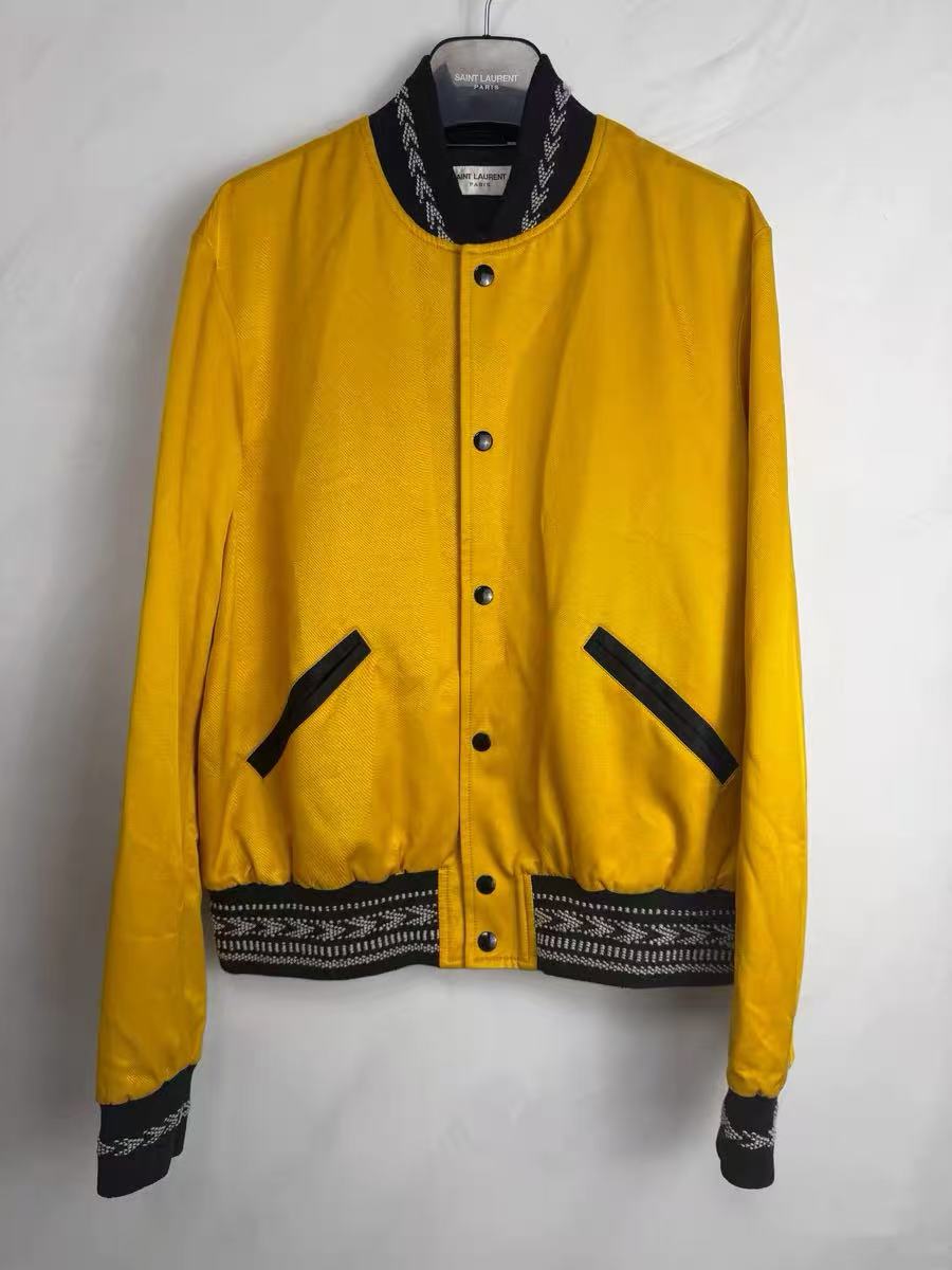 Saint Laurent 18ss Yellow Ikat Teddy Bomber Jacket