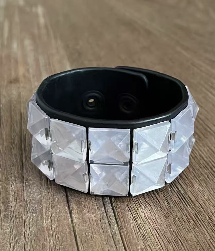 Number Nine 06SS Crystal Studded Leather Belt Bracelet