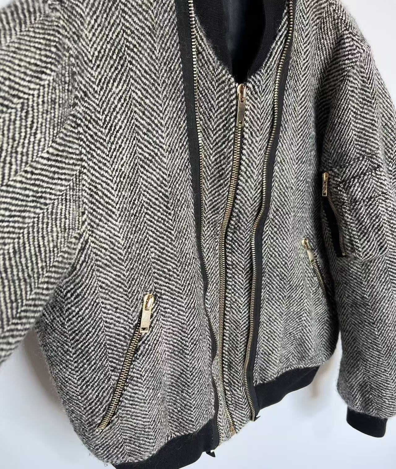 Alexander McQueen FW2013 Herringbone Tweed Bomber Jacket