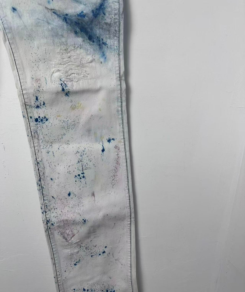 Number Nine 02SS Blue Lacquer Printed Denim Jeans