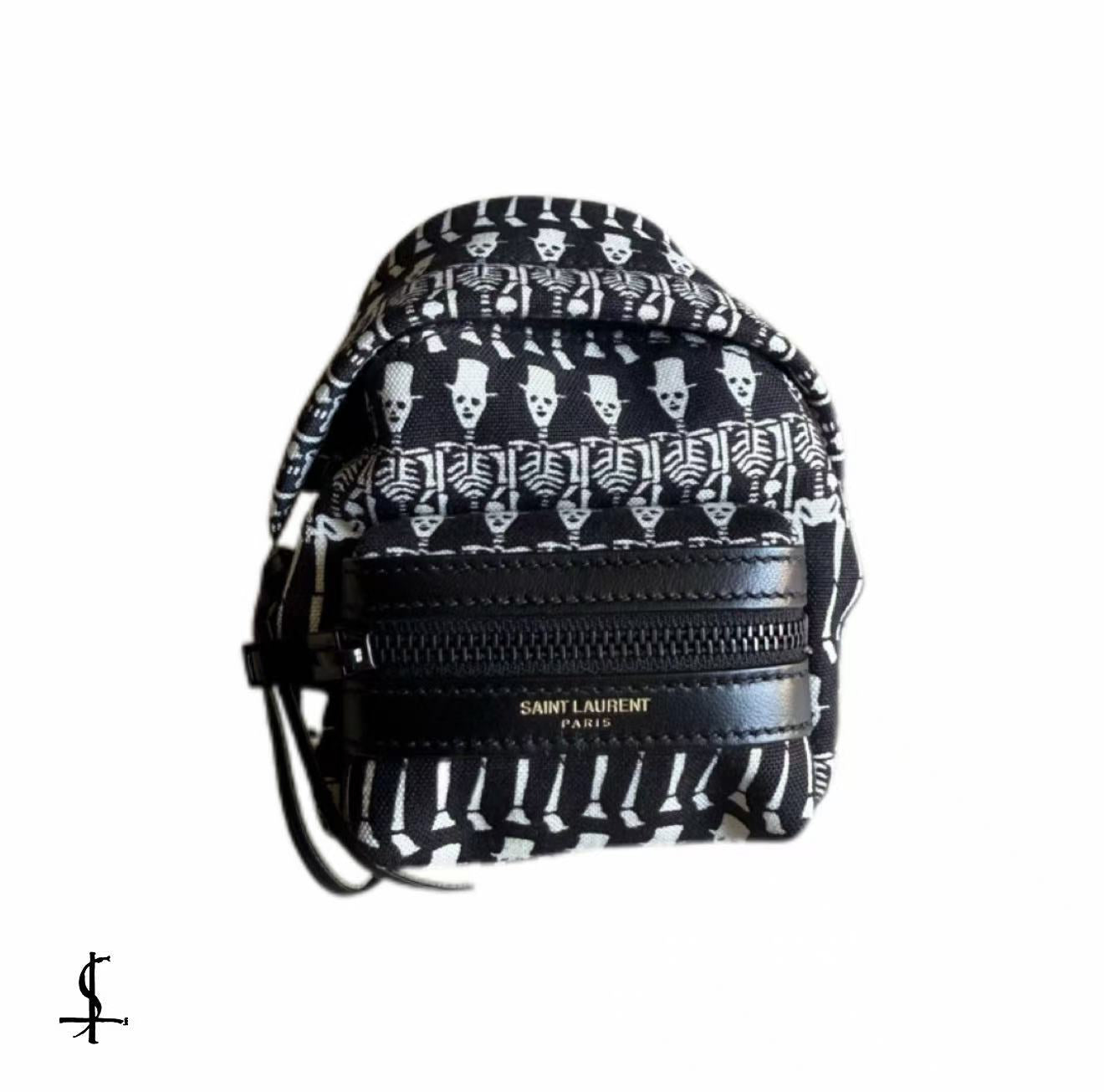 Sani Laurent Skeleton Print Mini Backpack Keychain