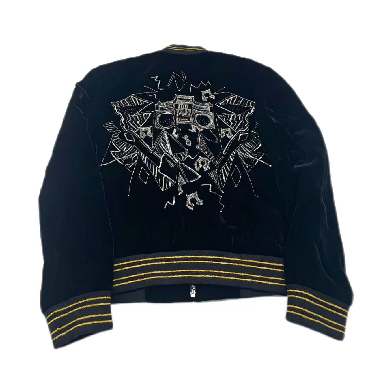 Saint Laurent 19FW Embellished Velvet Bomber Jacket