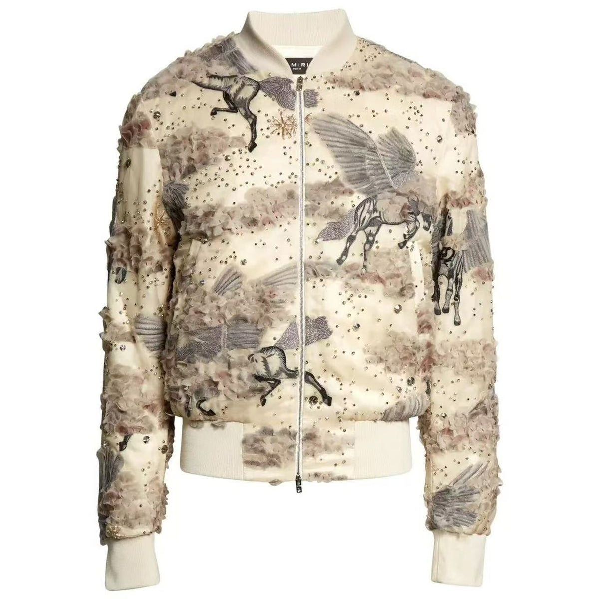 Amiri 23SS Pegasus Embellished Shrunken Bomber Jacket