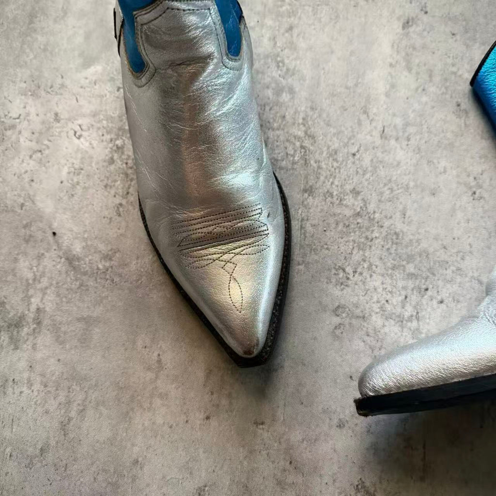 Saint Laurent 15SS Psych Rock  Star Metallic Leather Boots