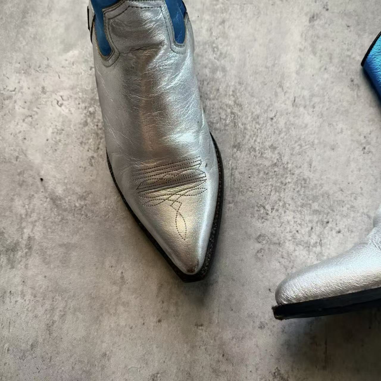 Saint Laurent 15SS Psych Rock  Star Metallic Leather Boots