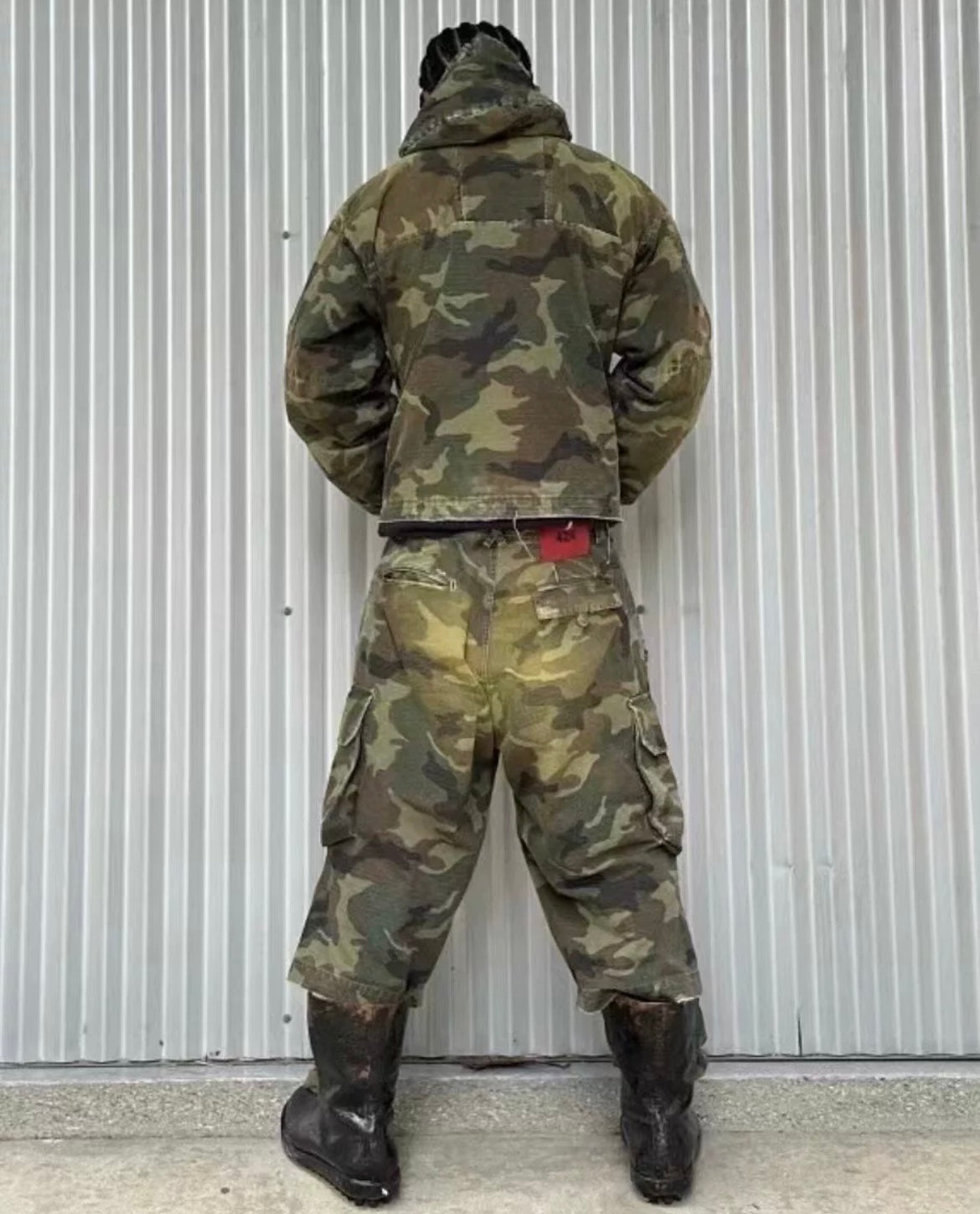 424 camo denim shorts