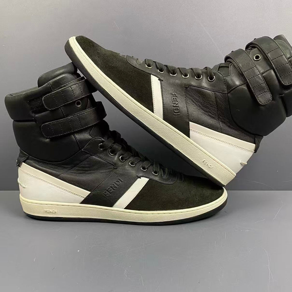 Fendi High-Top Belted Leather Sneakers