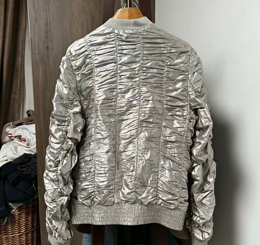 Dior Homme 07SS Silver Enamel Pleated Thin Jacket