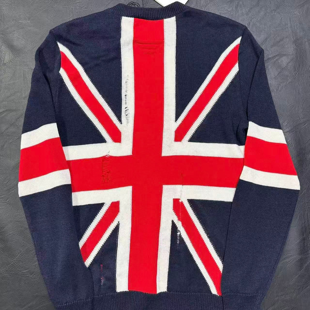 Balmain 16SS Distressed Union Jack Sweater