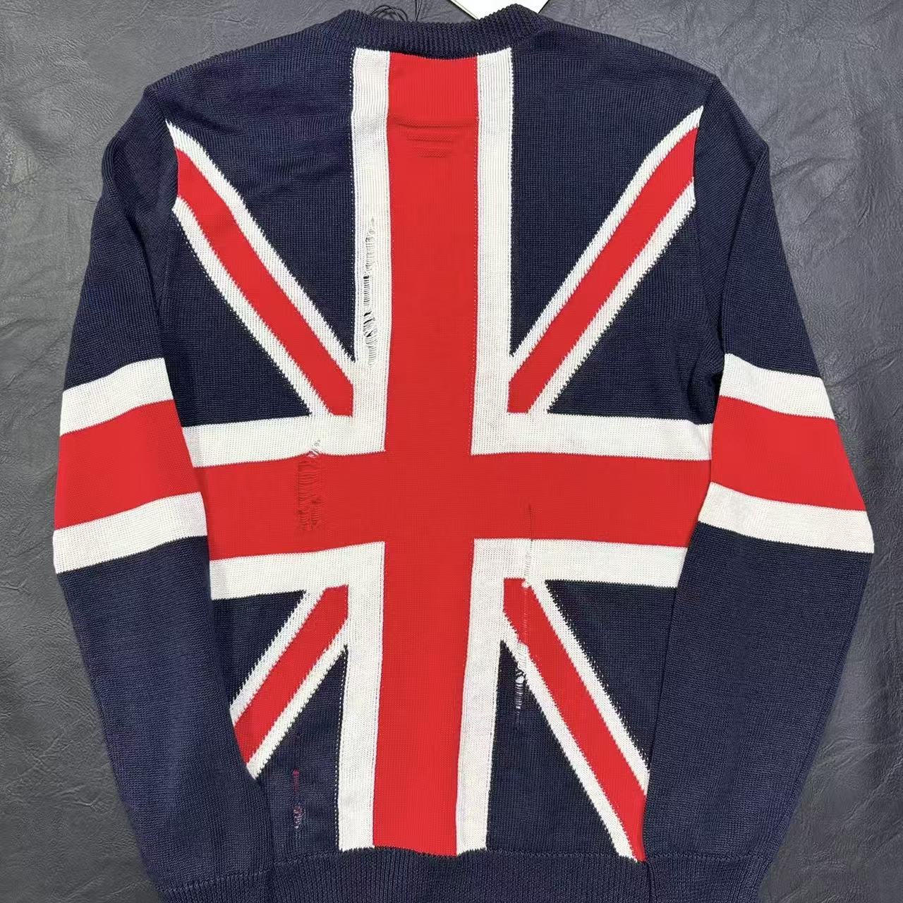 Balmain 16SS Distressed Union Jack Sweater
